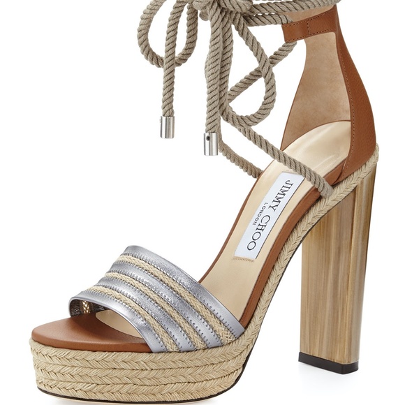 Jimmy choo Mayje 130mm Rope-Tie Platform Sandals, - Picture 3 of 8